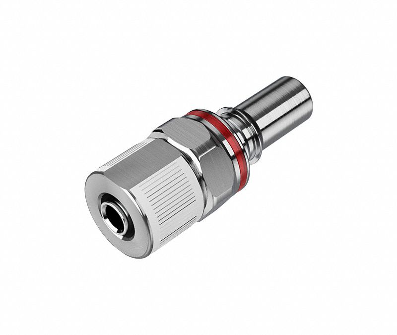 Quick Connection Coupling: Straight, 3/8 in OD x 1/2 in Pipe x 1/2 in OD Size, Warm Red, Brass