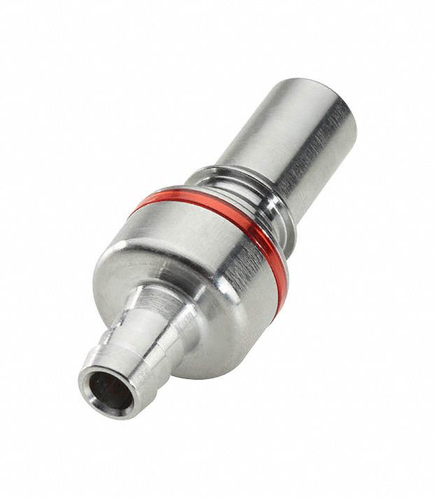Quick Connection Coupling: Straight, 3/8 in ID Size, Warm Red, Barbed/Quick Disconnect, Brass