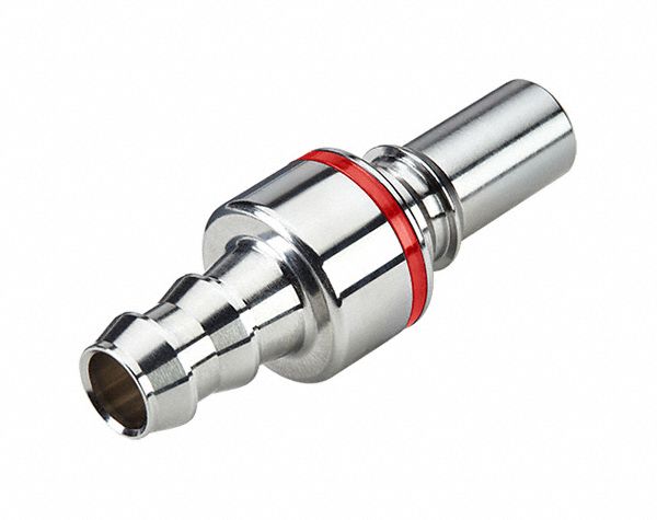 Quick Connection Coupling: Straight, 3/8 in ID Size, Warm Red, Barbed/Quick Disconnect, Brass