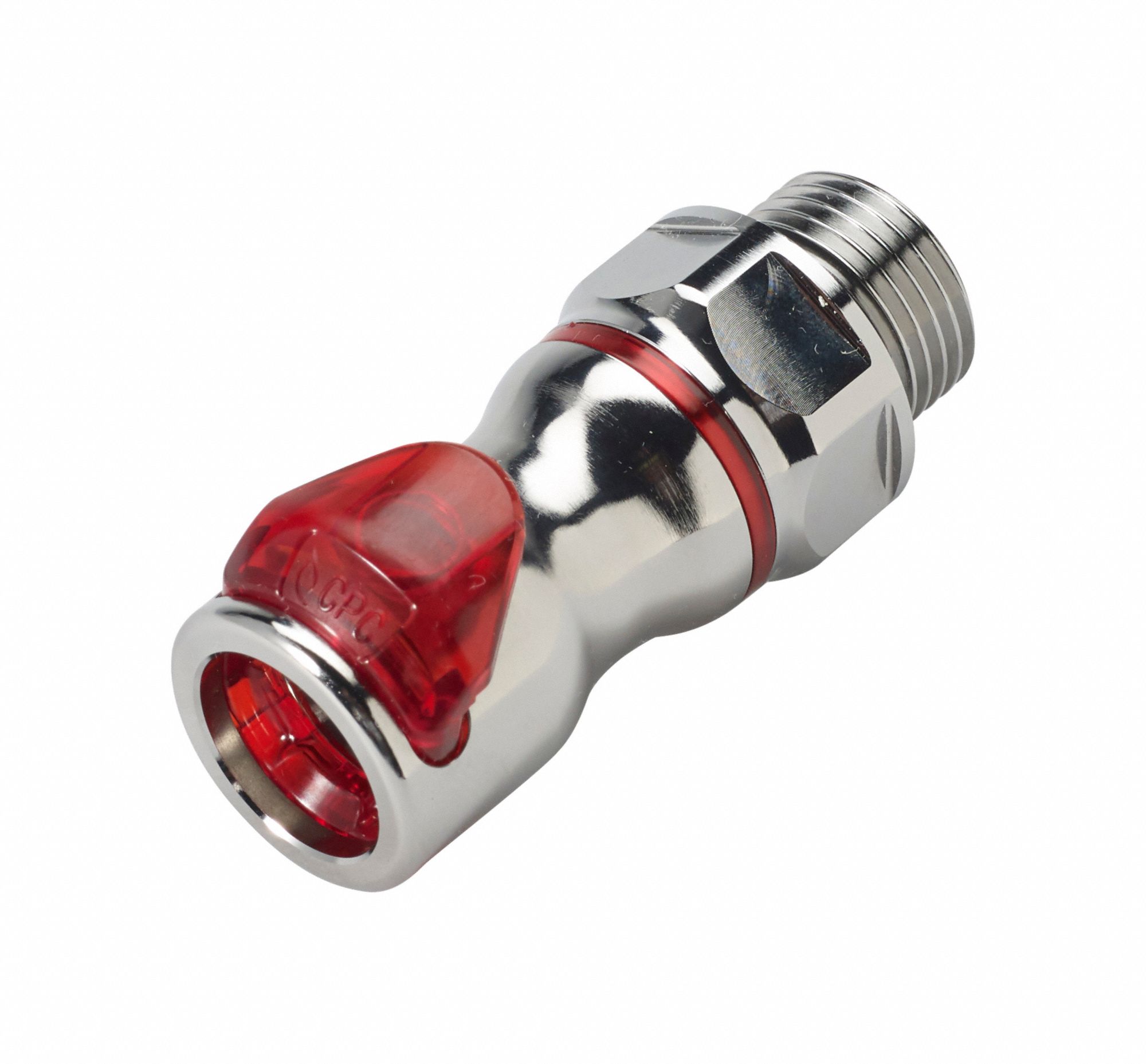 Quick Connection Coupling: Straight, 1/2 in Pipe Size, Warm Red, Quick Disconnect/Threaded, Brass