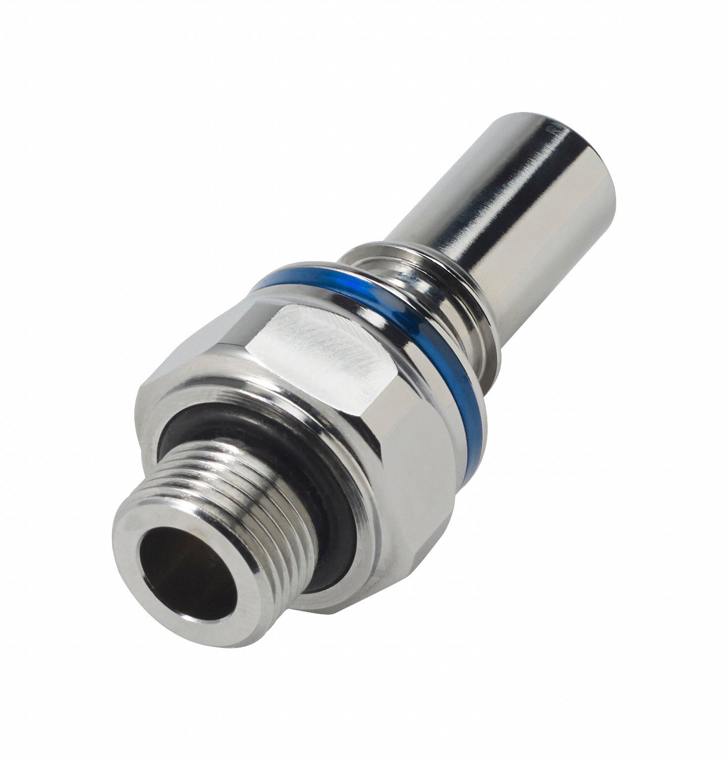 Quick Connection Coupling: Straight, 3/8 in Pipe Size, Cool Blue, Quick Disconnect/Threaded, Brass