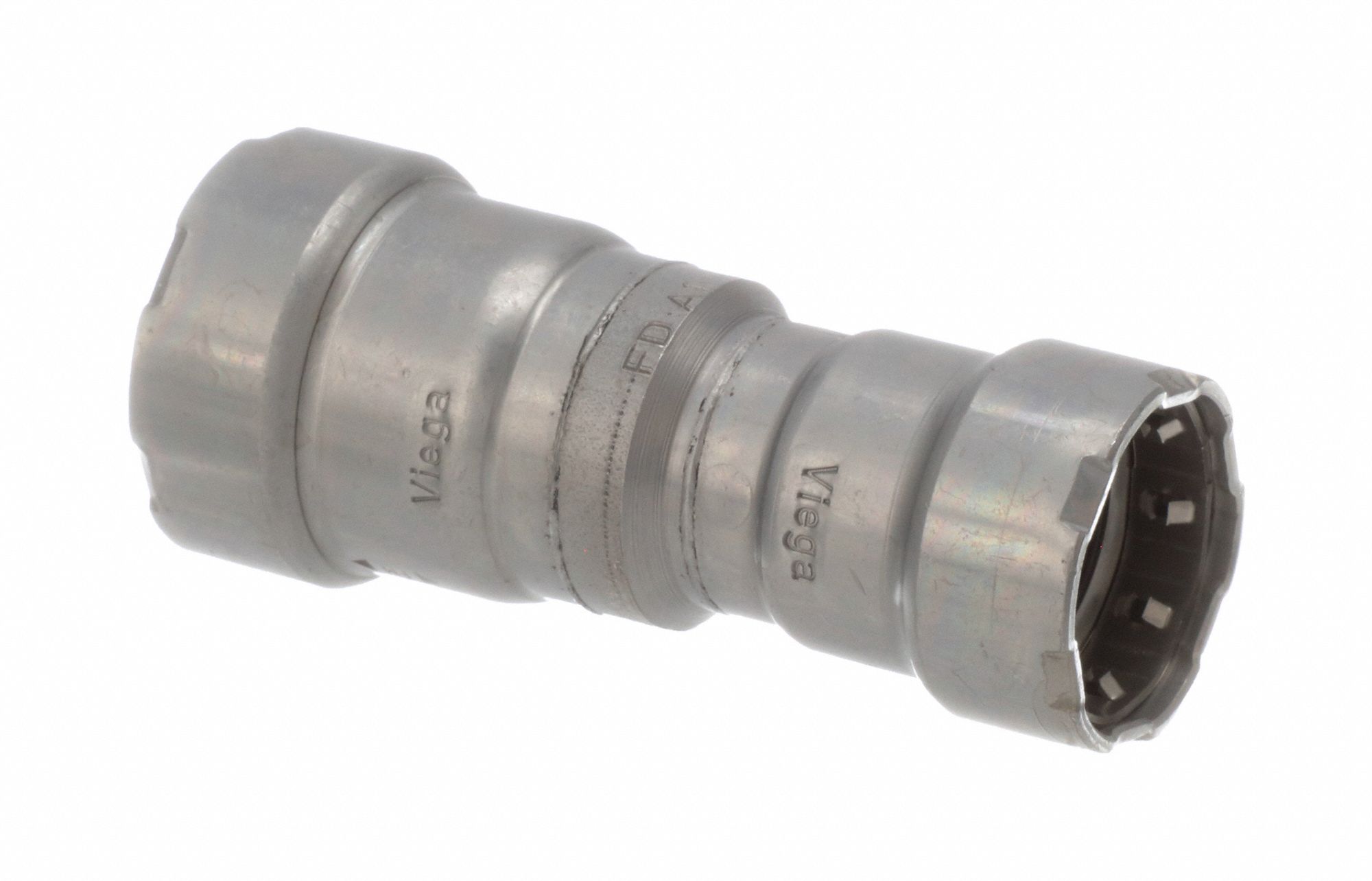 Crimp Fitting: 3/4 in Pipe x 1/2 in Pipe Size, Press-fit x Press-fit, Carbon Steel