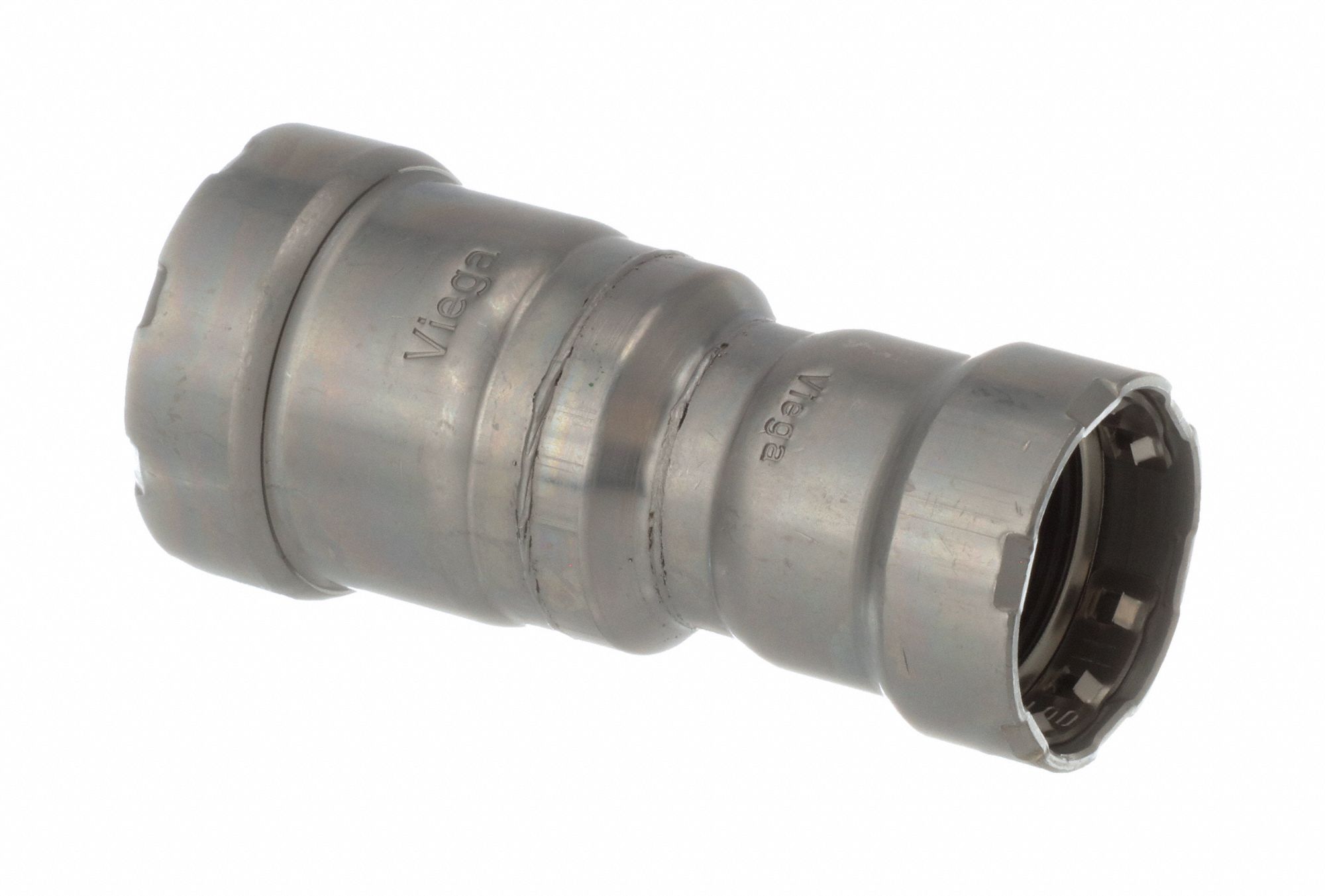 Crimp Fitting: 1 in Pipe x 3/4 in Pipe Size, Press-fit x Press-fit, Carbon Steel