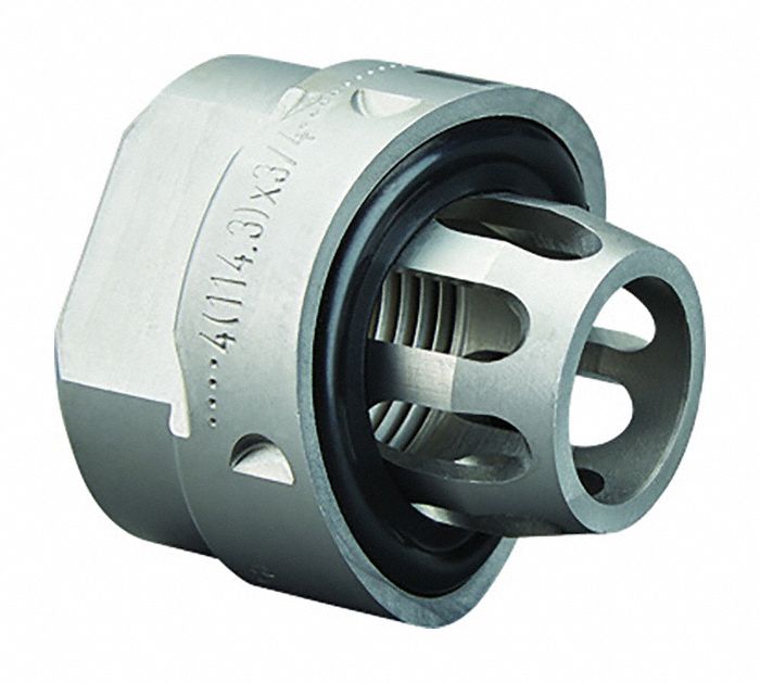 Crimp Adapter Fitting: 1 1/2 in Pipe x 3/4 in Pipe Size, FNPT, Carbon Steel, FKM