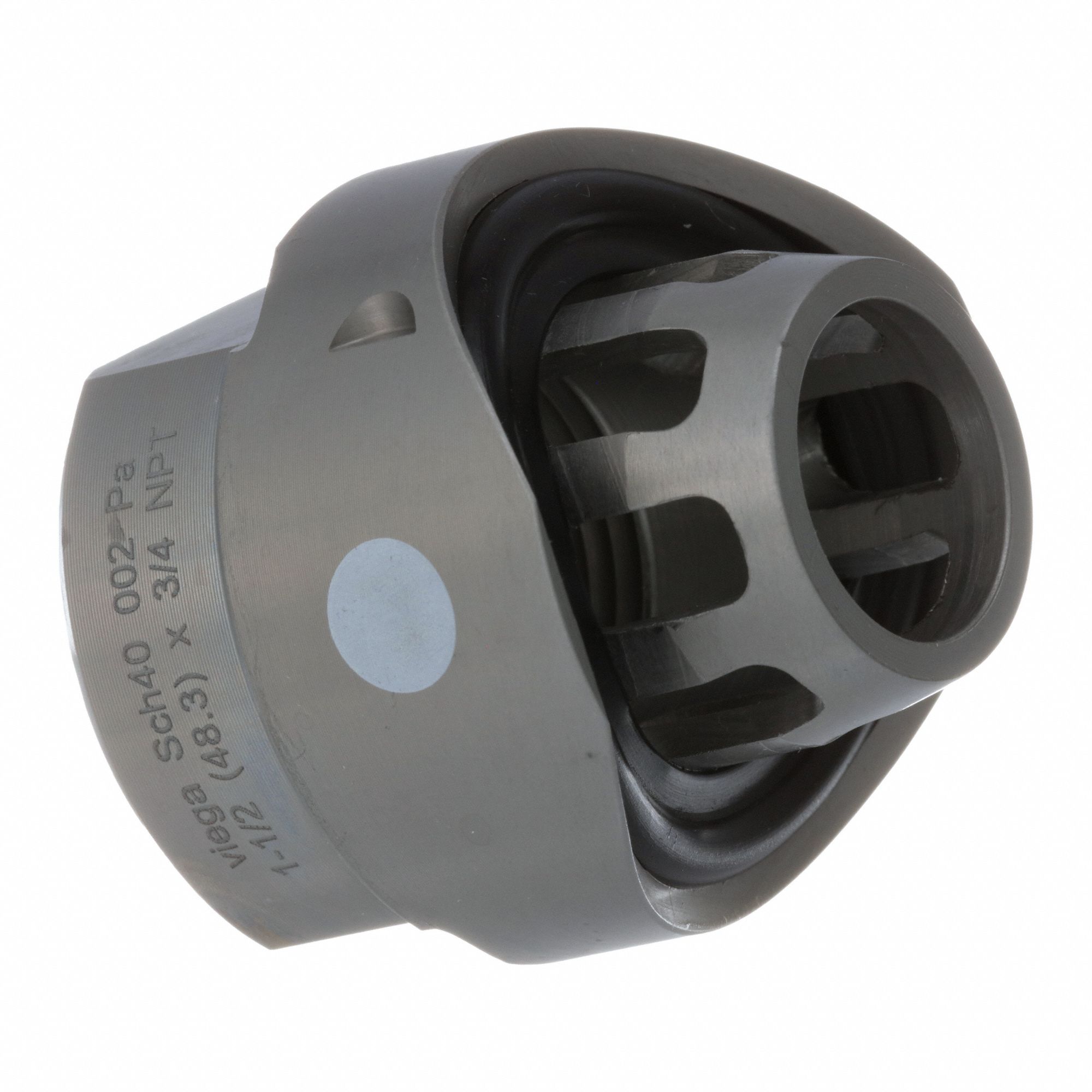 Crimp Adapter Fitting: 1 1/2 in Pipe x 3/4 in Pipe Size, FNPT, Carbon Steel, FKM