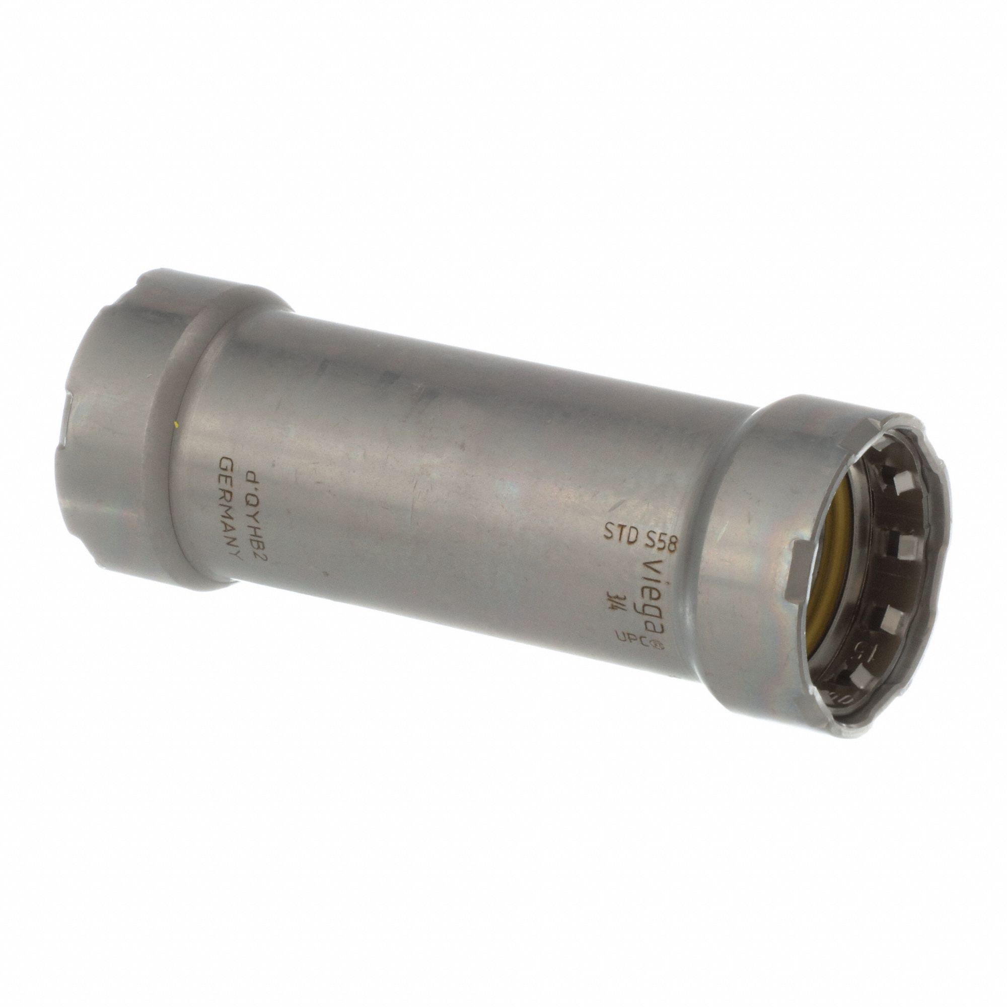 Crimp Coupling Fitting: 3/4 in Pipe x 3/4 in Pipe Size, Press-fit x Press-fit, HNBR