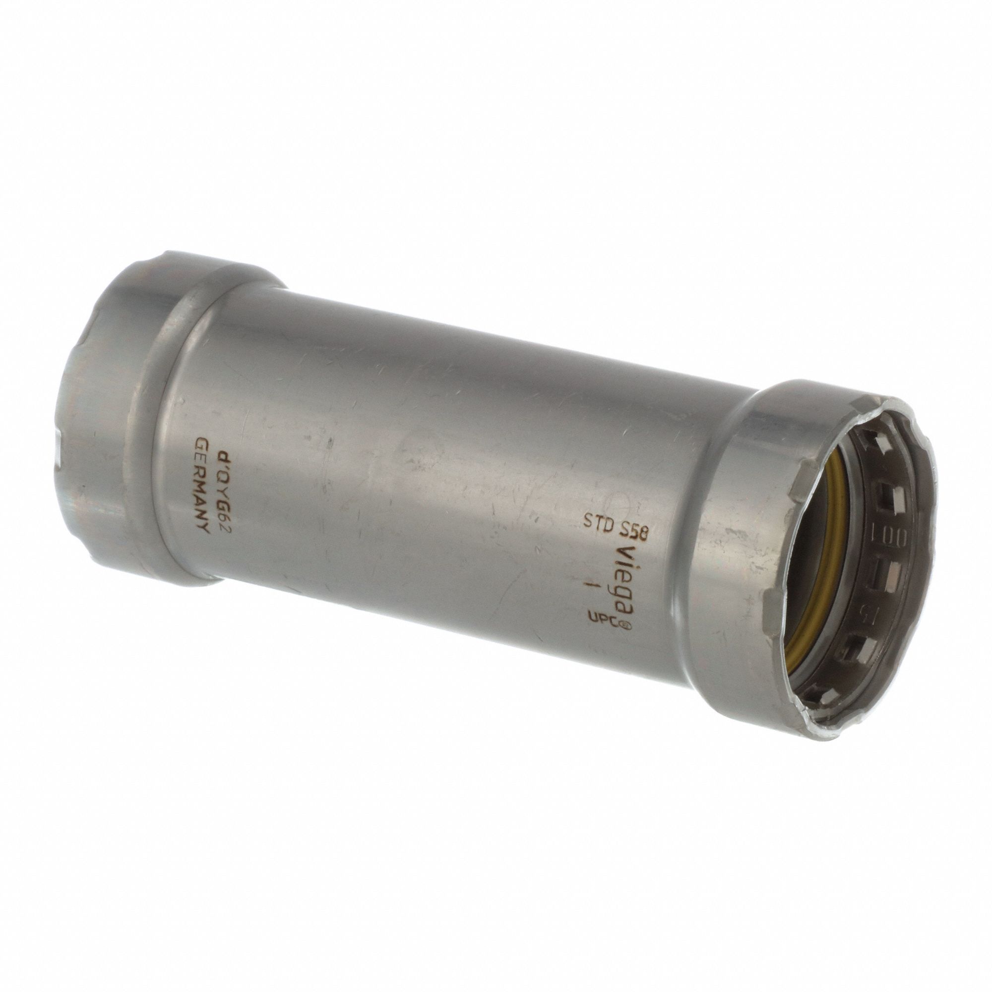 Crimp Coupling Fitting: 1 in Pipe x 1 in Pipe Size, Press-fit x Press-fit, HNBR