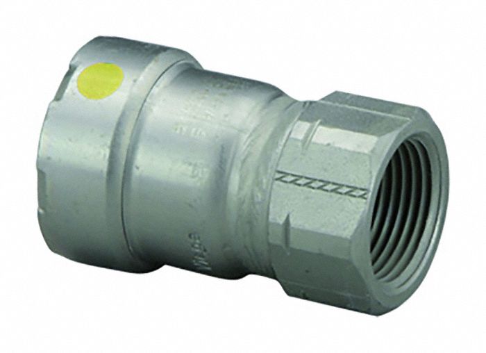 Crimp Adapter Fitting: 2 in Pipe x 1 1/4 in Pipe Size, Press-fit x FNPT, HNBR