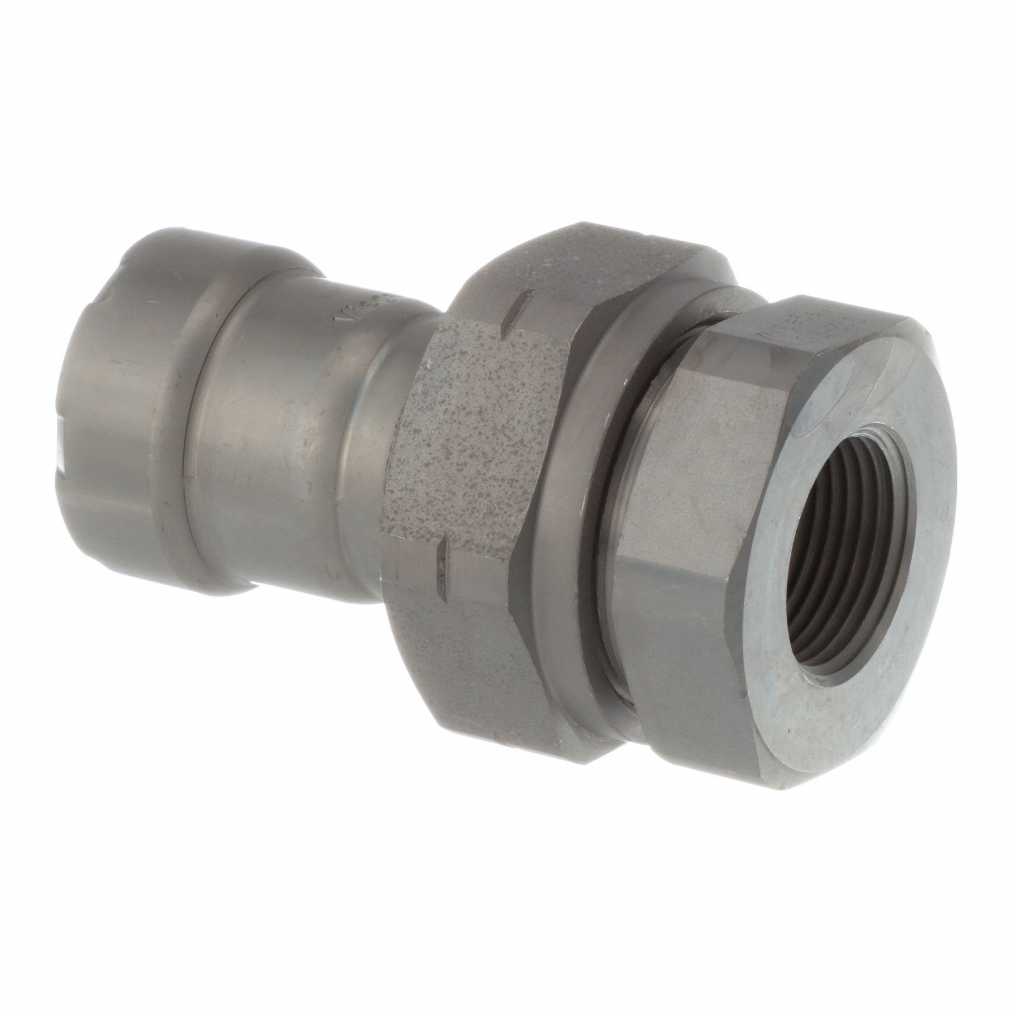 Crimp Union Fitting: 3/4 in Pipe x 3/4 in Pipe Size, Press-fit x FNPT, Carbon Steel