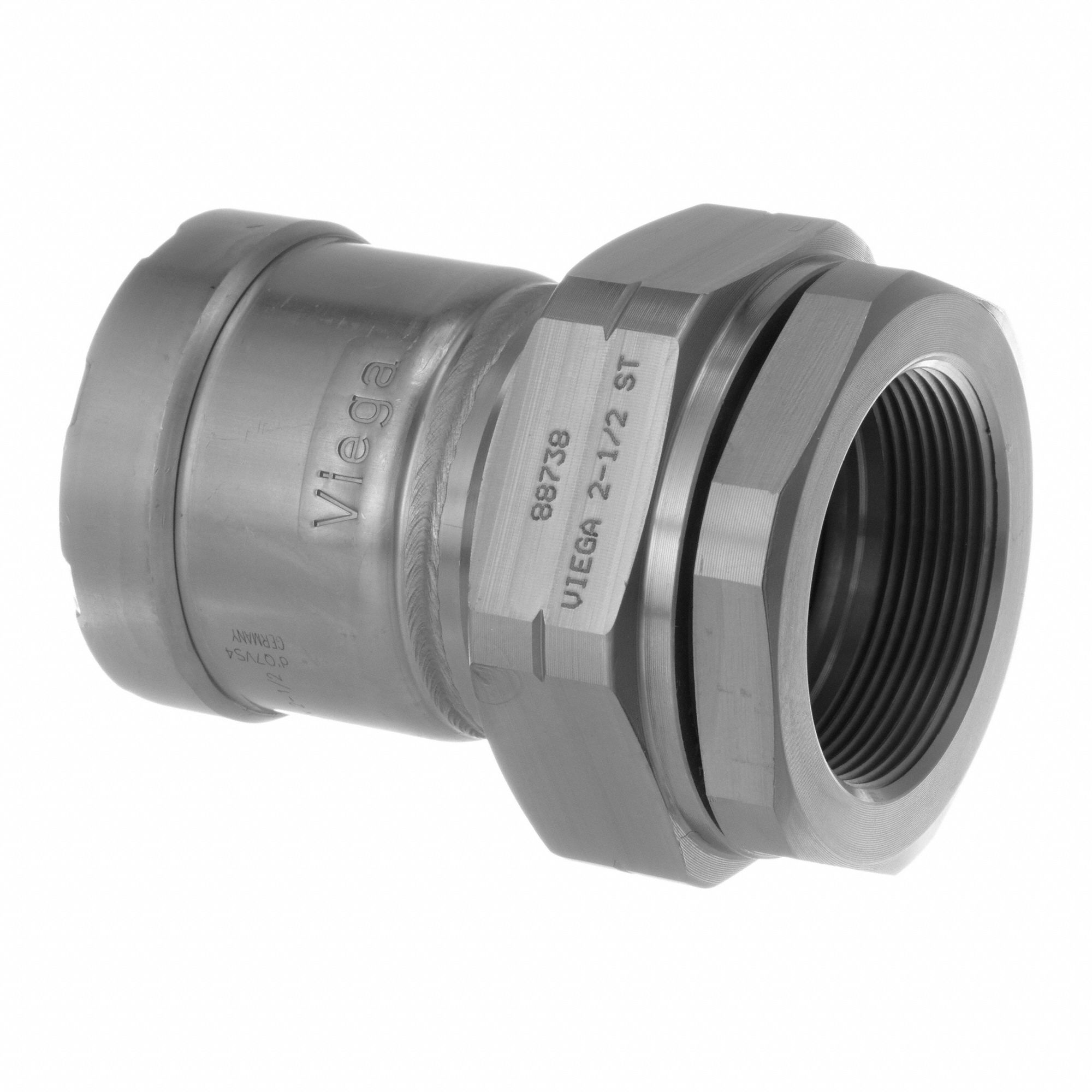 VIEGA MEGAPRESS Union ZincNickel Plated Carbon Steel, PressFit x FNPT, 2 in x 2 in Pipe Size