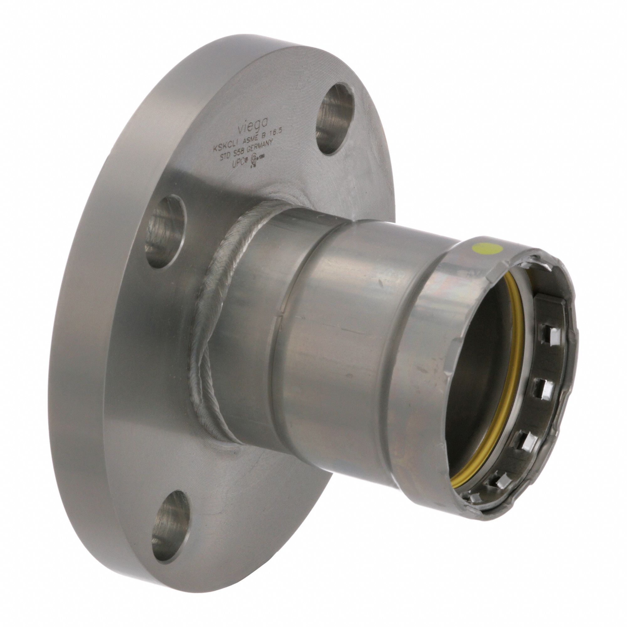 Crimp Adapter Fitting: 2 in Pipe Size, Press-fit x Flange, Carbon Steel, HNBR