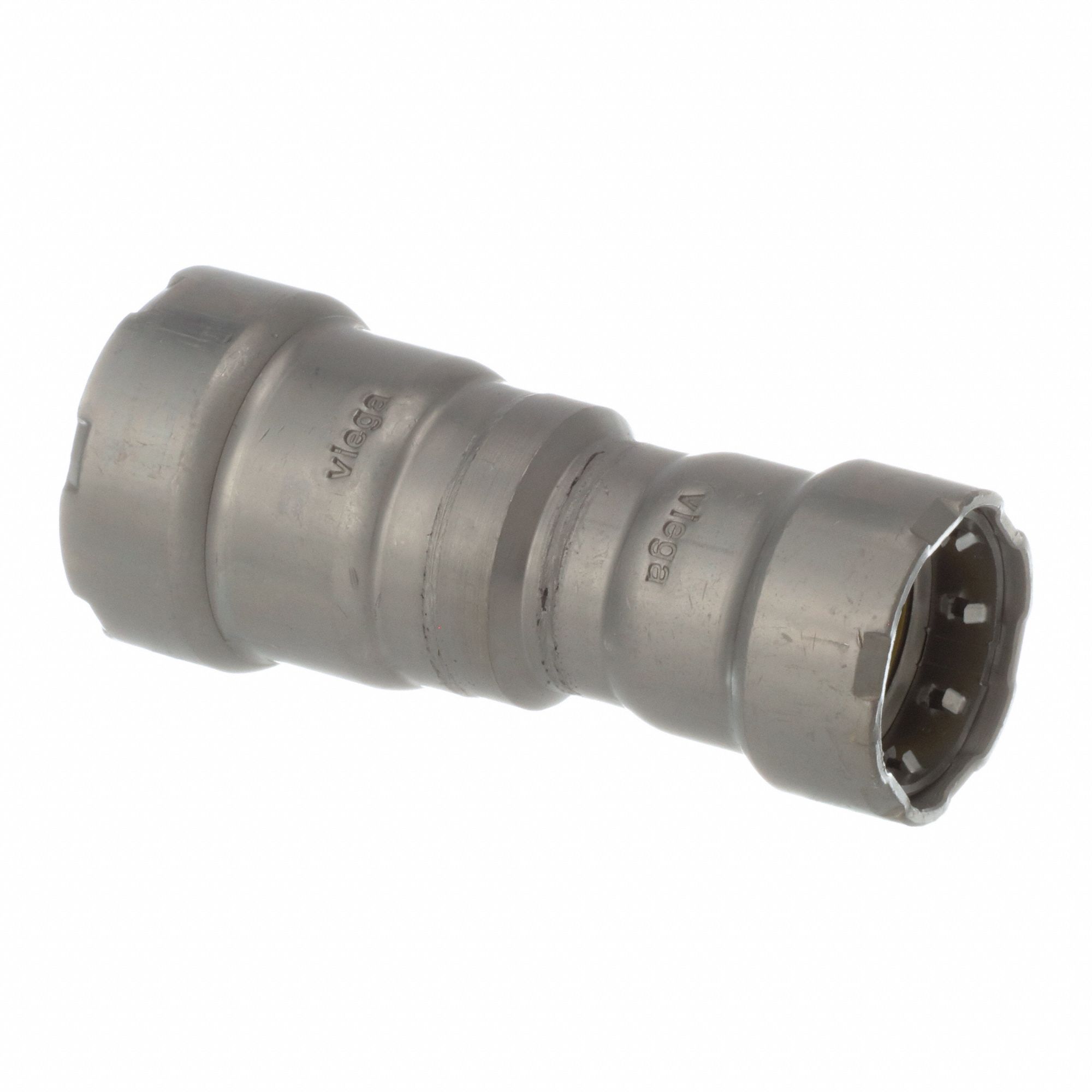 Crimp Fitting: 3/4 in Pipe x 1/2 in Pipe Size, Press-fit x Press-fit, Carbon Steel