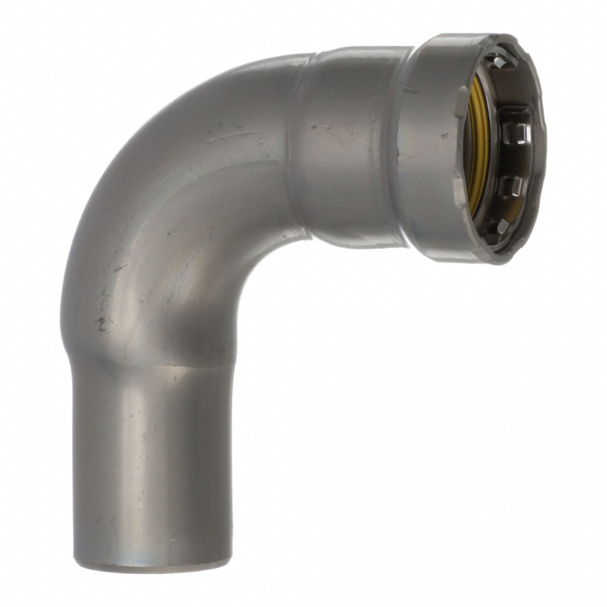 Crimp Elbow Fitting: 1 in Pipe x 1 in CTS Size, Press-fit x FTG, Carbon Steel, HNBR