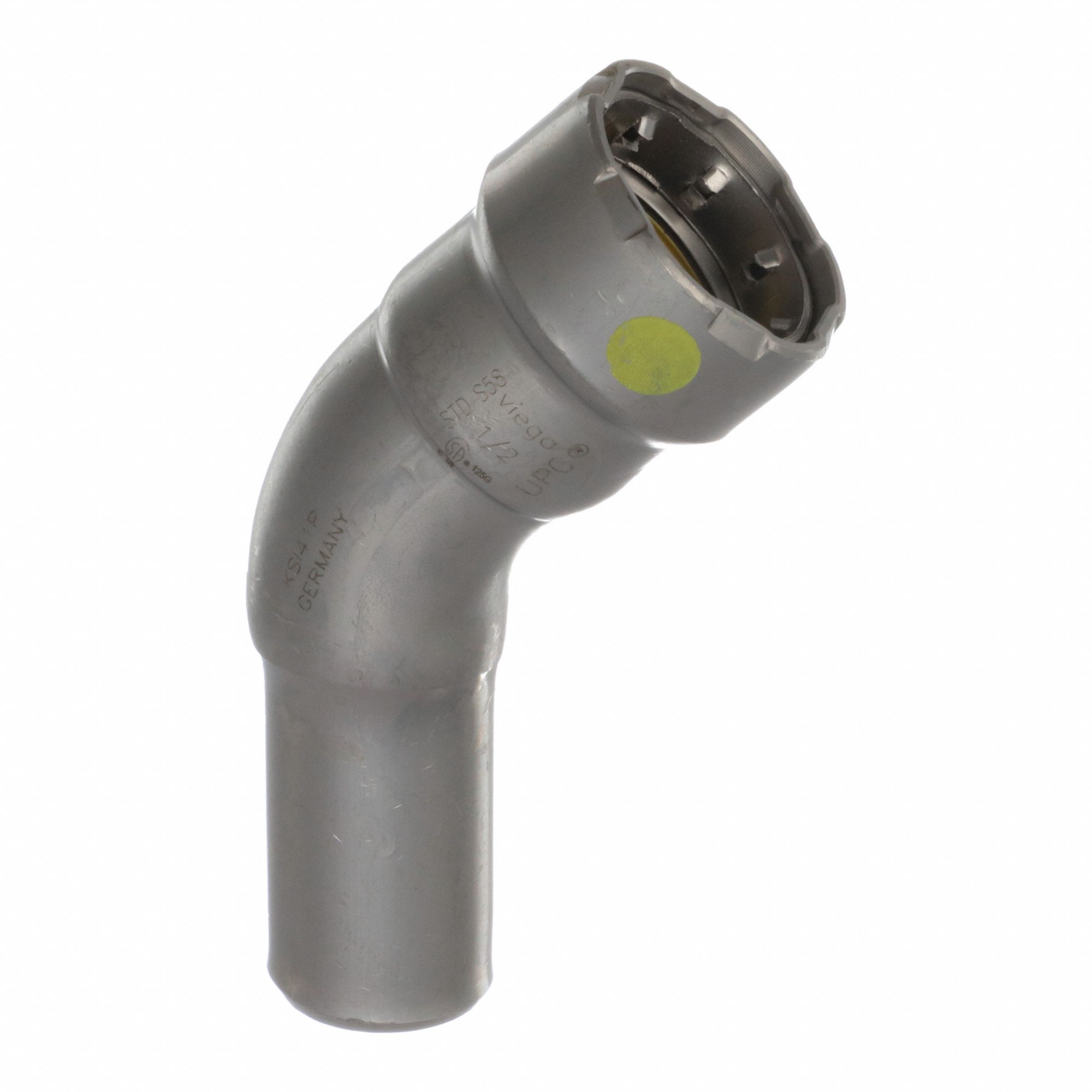 Crimp Elbow Fitting: 1/2 in Pipe x 1/2 in CTS Size, Press-fit x FTG, Carbon Steel