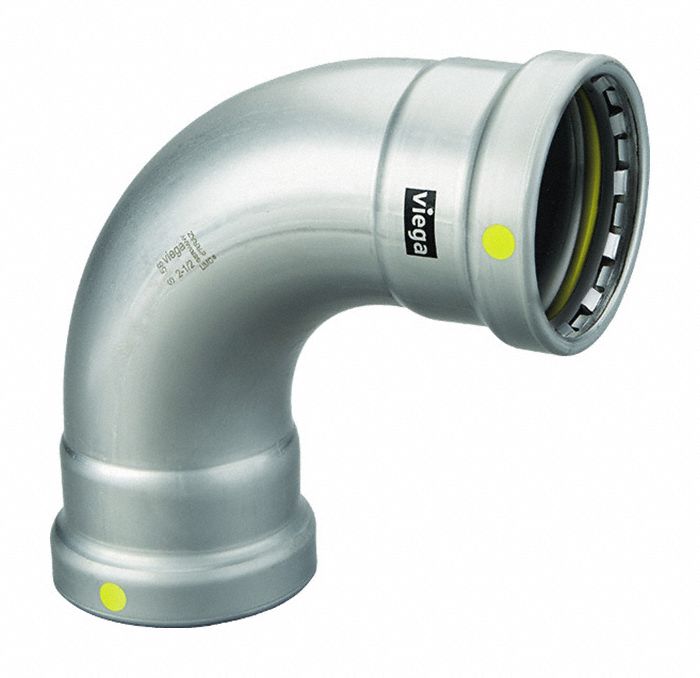 Crimp Elbow Fitting: 2 1/2 in Pipe x 2 1/2 in Pipe Size, Press-fit x Press-fit, HNBR
