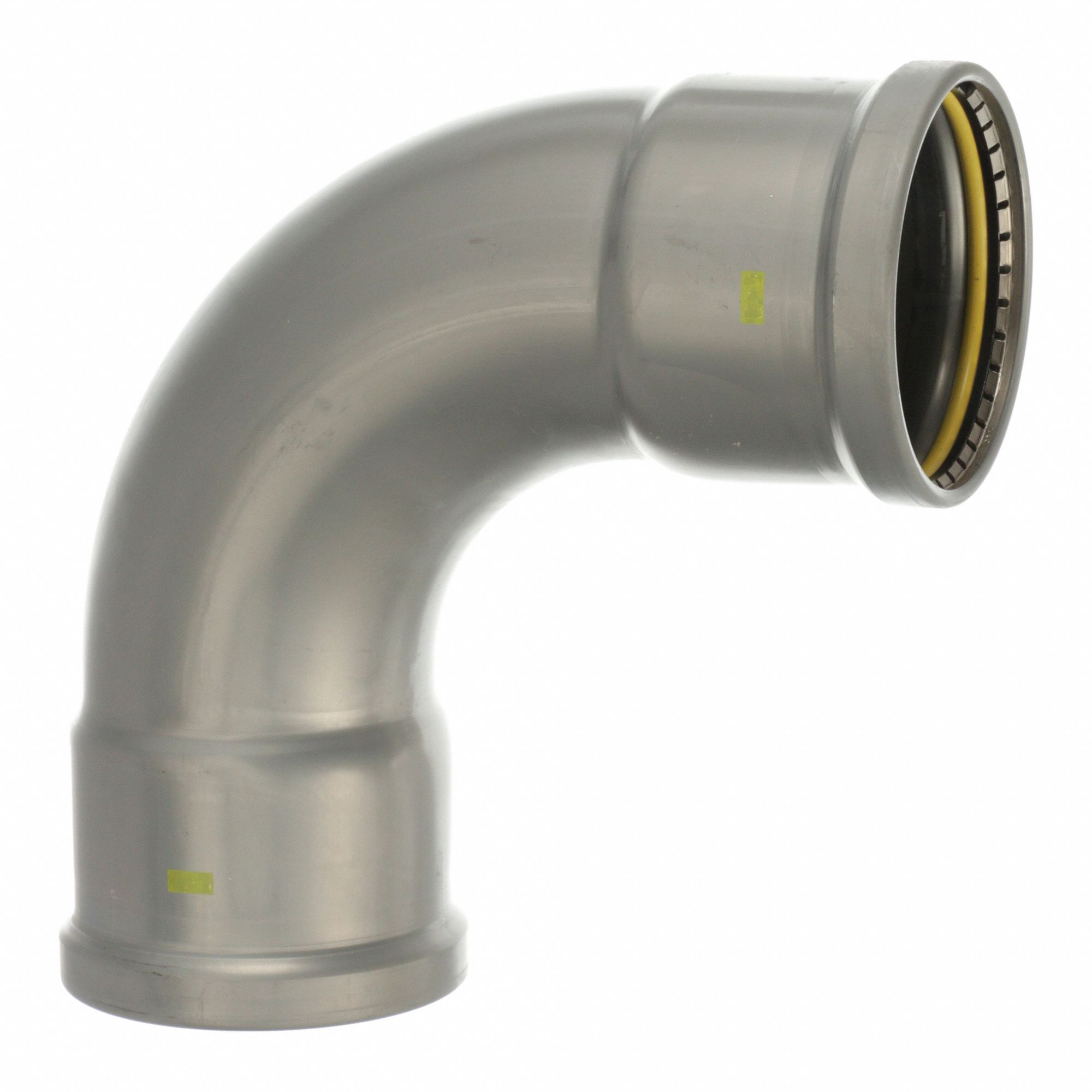 Crimp Elbow Fitting: 4 in Pipe x 4 in Pipe Size, Press-fit x Press-fit, Carbon Steel