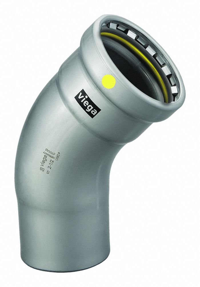 Crimp Elbow Fitting: 2 1/2 in Pipe x 2 1/2 in CTS Size, Press-fit x FTG, HNBR