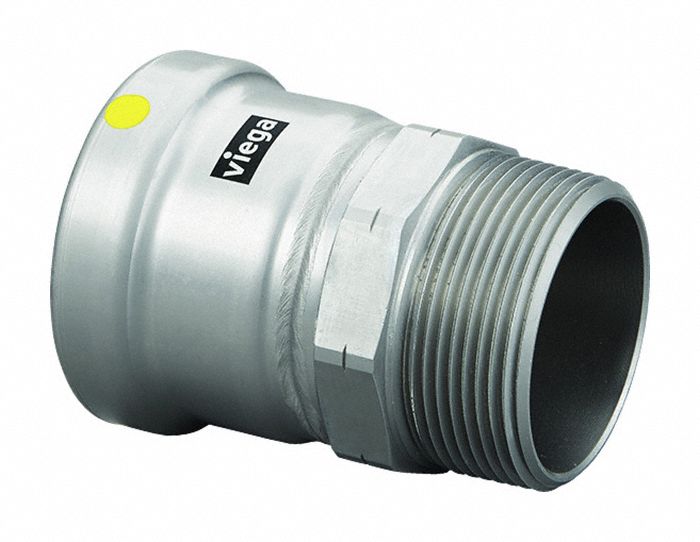 Crimp Adapter Fitting: 2 1/2 in Pipe x 2 1/2 in Pipe Size, Press-fit x MNPT, HNBR