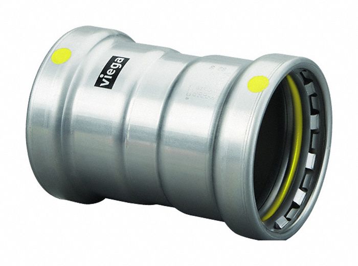 Crimp Coupling Fitting: 2 1/2 in Pipe x 2 1/2 in Pipe Size, Press-fit x Press-fit