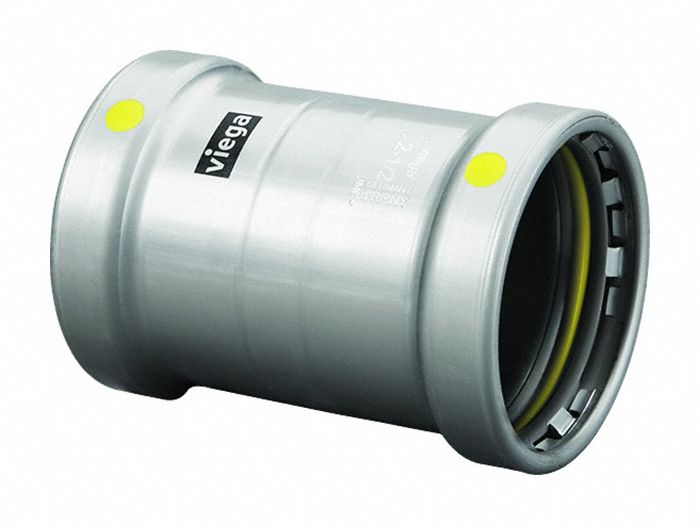 Crimp Coupling Fitting: 2 1/2 in Pipe x 2 1/2 in Pipe Size, Press-fit x Press-fit