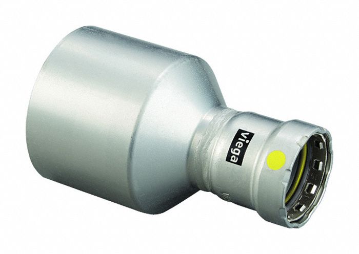 Crimp Fitting: 2 1/2 in Pipe x 1 1/4 in Pipe Size, FTG x Press-fit, Carbon Steel