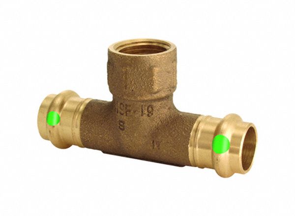 TEE: BRONZE, PRESS-FIT X PRESS-FIT X FPT, 2 IN X 2 IN COPPER TUBE SIZE