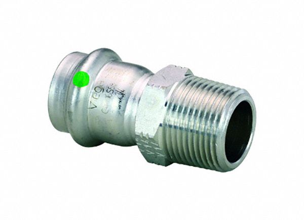 Crimp Adapter Fitting: 1 1/2 in CTS x 1 1/2 in Pipe Size, Straight, Press-fit x MNPT