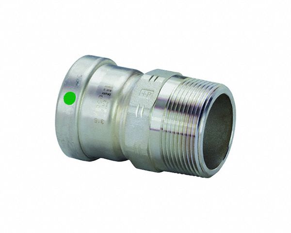Crimp Adapter Fitting: 2 1/2 in CTS x 2 1/2 in Pipe Size, Straight, Press-fit x MNPT