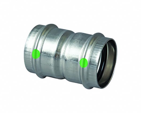 Crimp Coupling Fitting: 1 1/2 in CTS x 1 1/2 in CTS Size, Straight, Stainless Steel