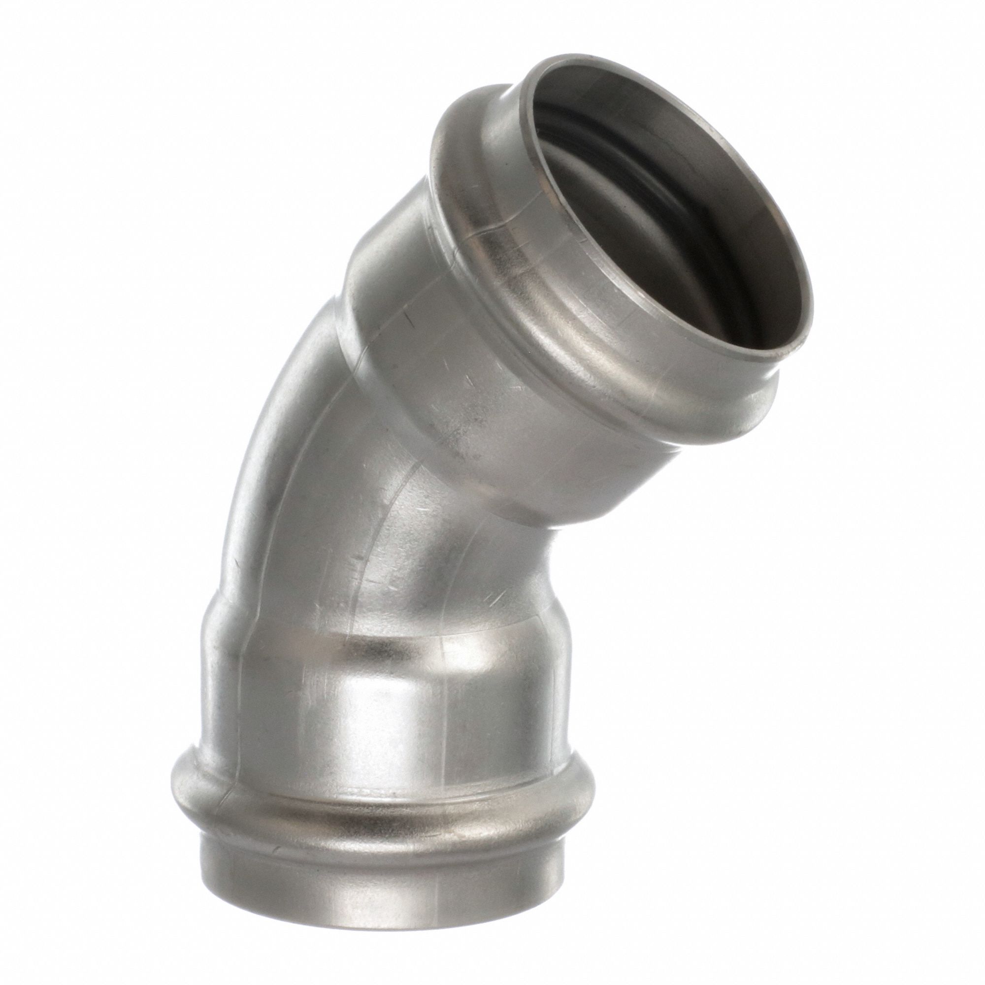 Crimp Elbow Fitting: 1 1/4 in CTS x 1 1/4 in CTS Size, 45° Elbow, Stainless Steel