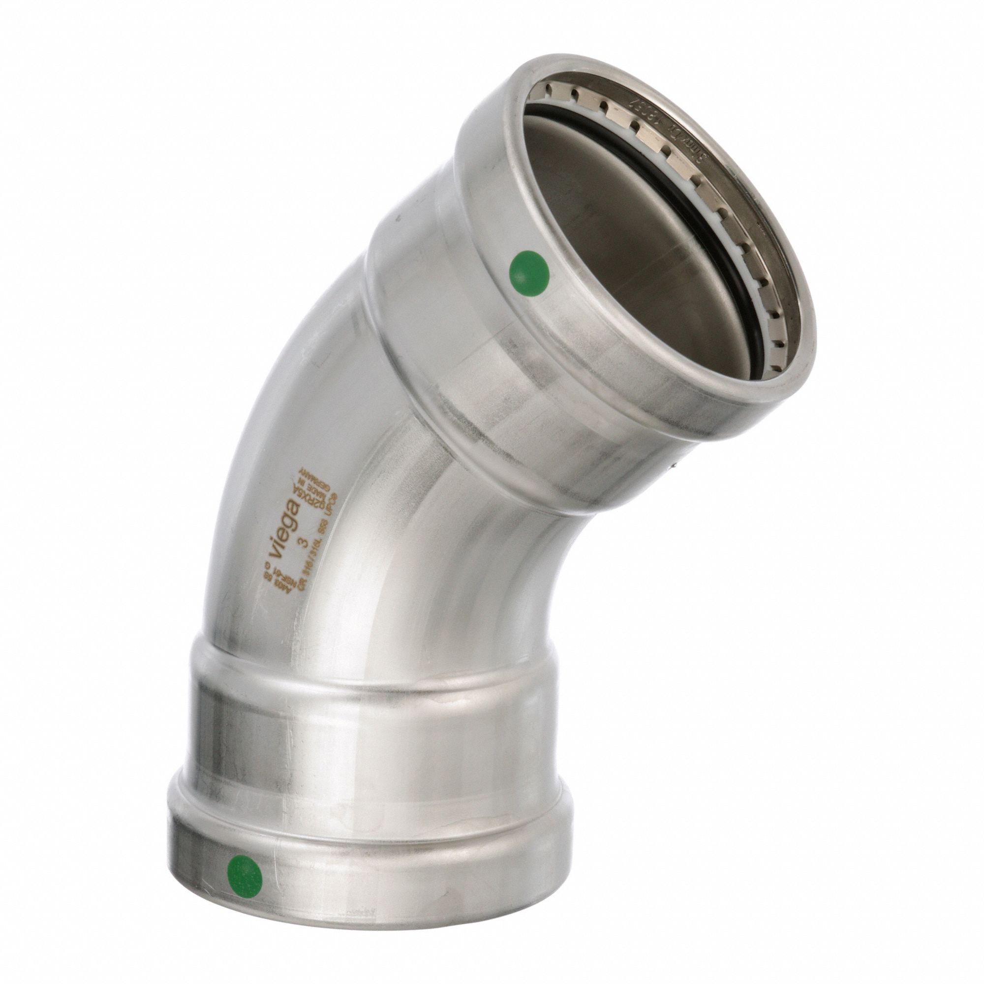 Crimp Elbow Fitting: 3 in CTS x 3 in CTS Size, 45° Elbow, Press-fit x Press-fit, EPDM