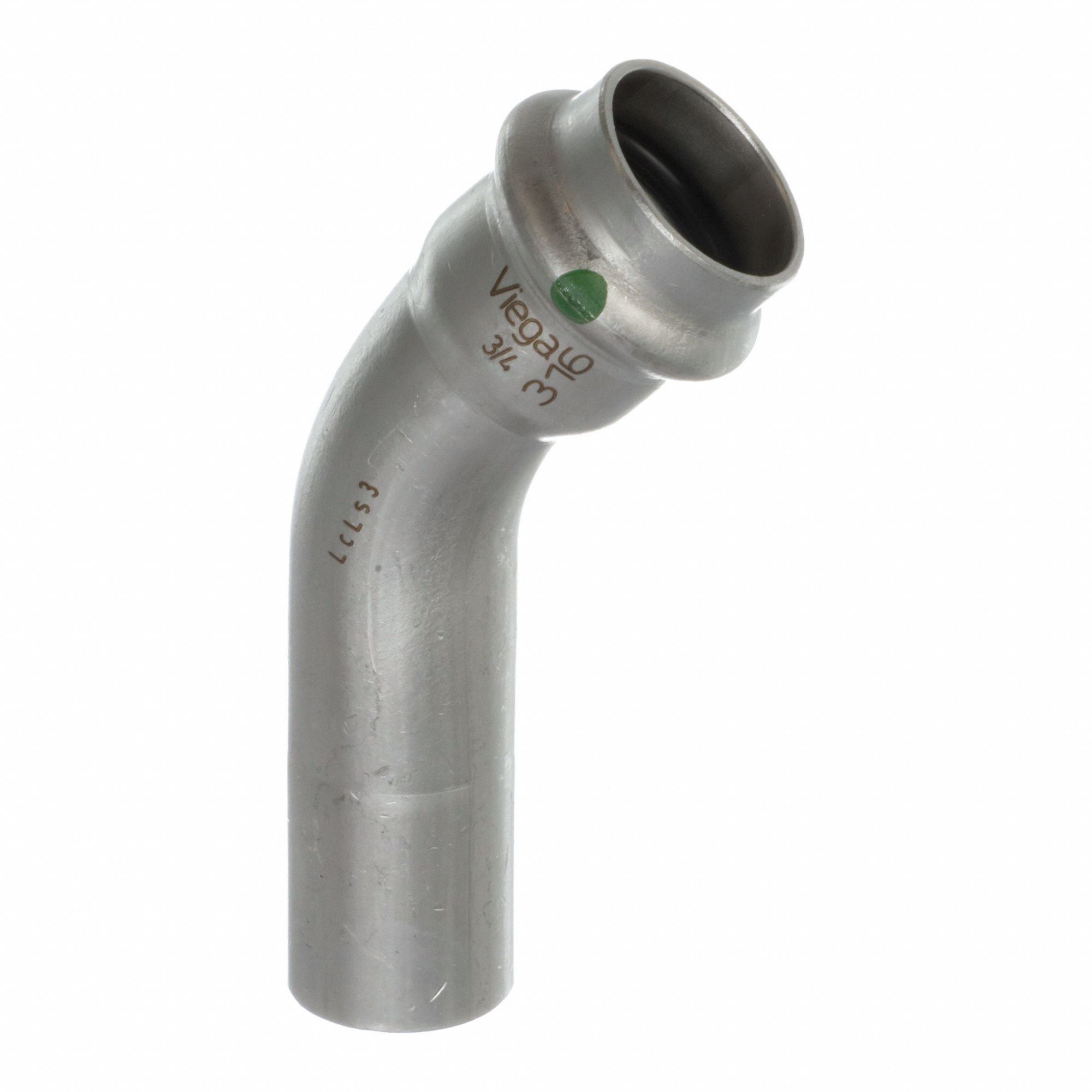 Crimp Elbow Fitting: 3/4 in CTS x 3/4 in CTS Size, 45° Elbow, Press-fit x FTG, EPDM