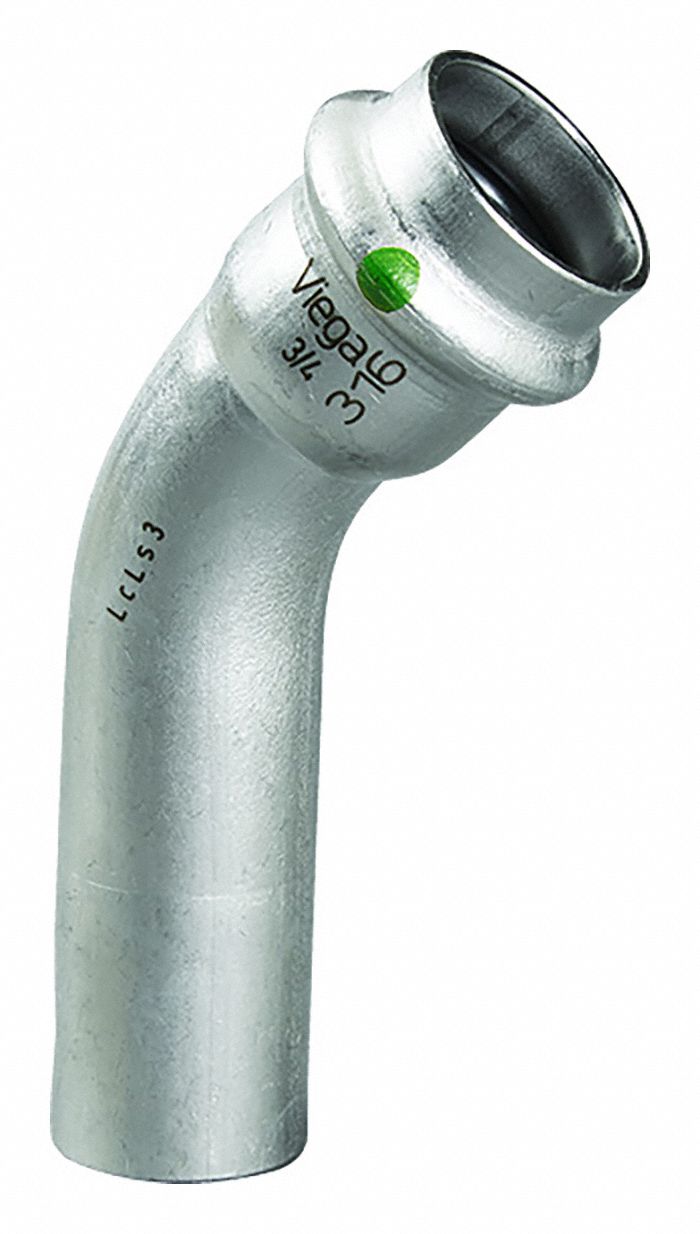 Crimp Elbow Fitting: 2 in CTS x 2 in CTS Size, 45° Elbow, Press-fit x FTG, EPDM