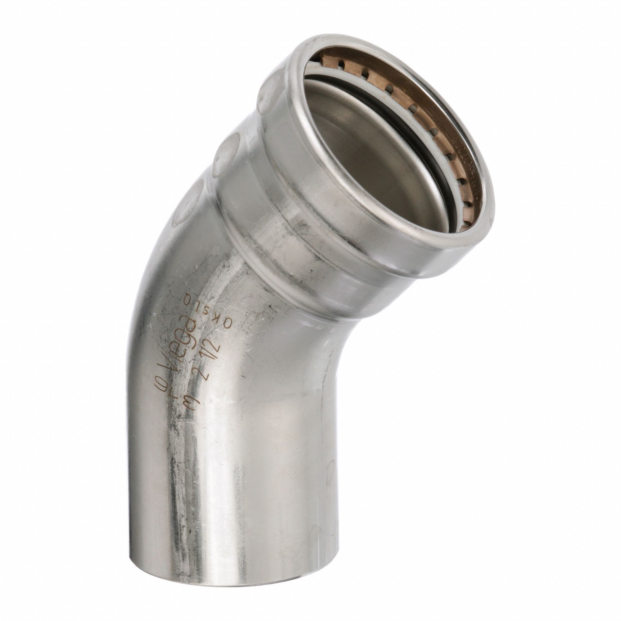 Crimp Elbow Fitting: 2 1/2 in CTS x 2 1/2 in CTS Size, 45° Elbow, Press-fit x FTG