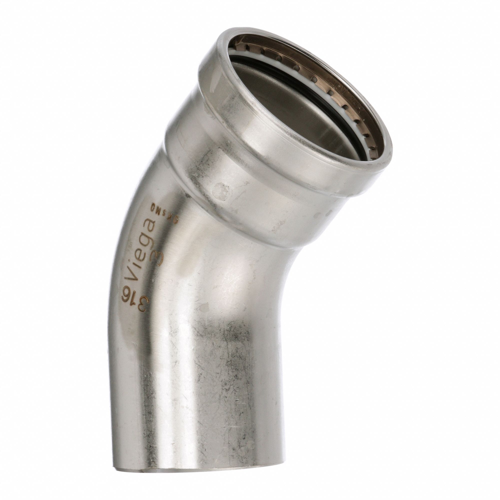Crimp Elbow Fitting: 3 in CTS x 3 in CTS Size, 45° Elbow, Press-fit x FTG, EPDM