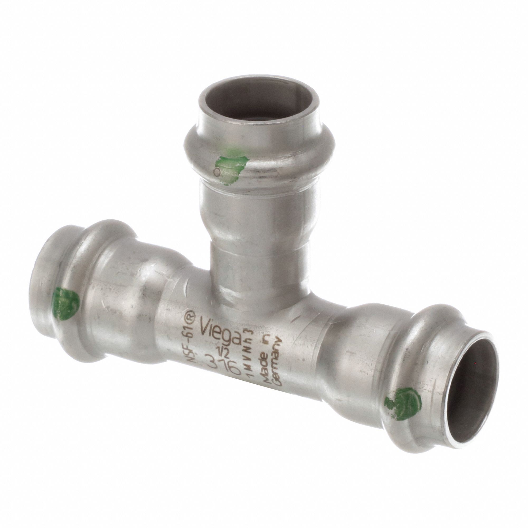 Crimp Tee Fitting: 1/2 in CTS x 1/2 in CTS x 1/2 in CTS Size, Rubber