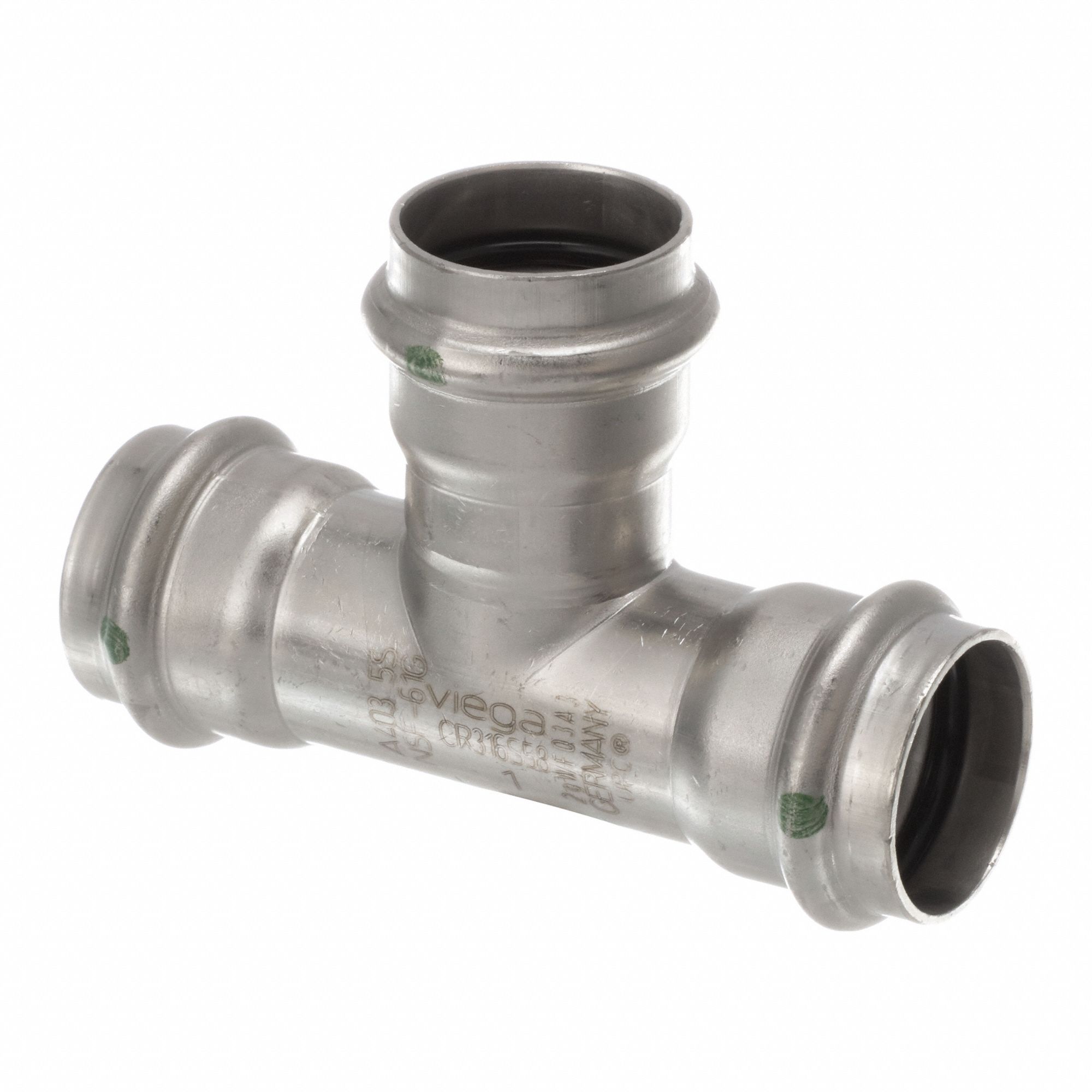 Crimp Tee Fitting: 1 in CTS x 1 in CTS x 1 in CTS Size, Rubber