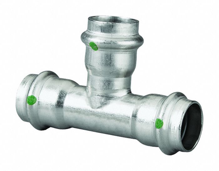 Crimp Tee Fitting: 2 in CTS x 2 in CTS x 2 in CTS Size, Rubber