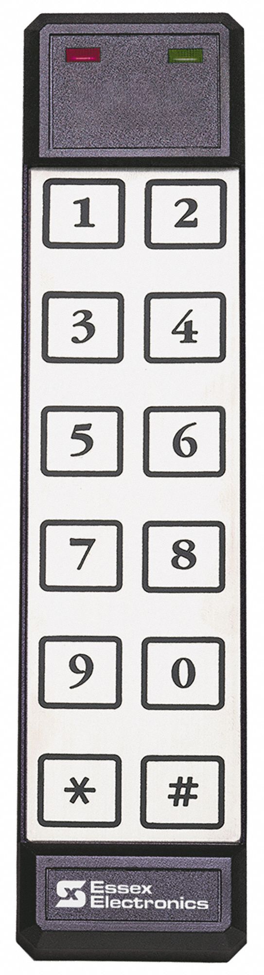 Keyless Access Control Keypad: 7 1/8 in Ht, 3/4 in Dp, 1 3/4 in Wd, Stainless Steel, Gray