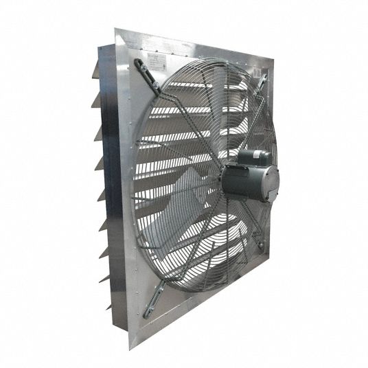 Shutter Mount Exhaust Fan: 36 in Blade, 1 Speed, 1/2 hp, Totally Enclosed  Air Over, 10,000 cfm, 1 ph