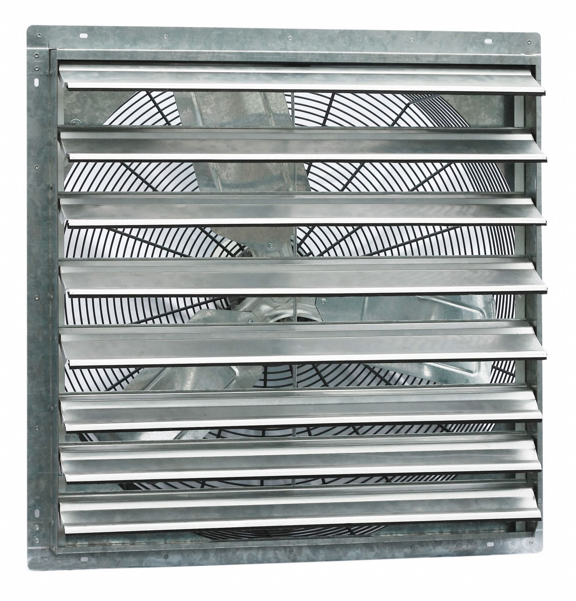 Galvanized Shutter Fan: 30 in Blade, 2 Speed, 1/3 hp, Totally Enclosed Air Over, 5, 088 cfm, 120V AC