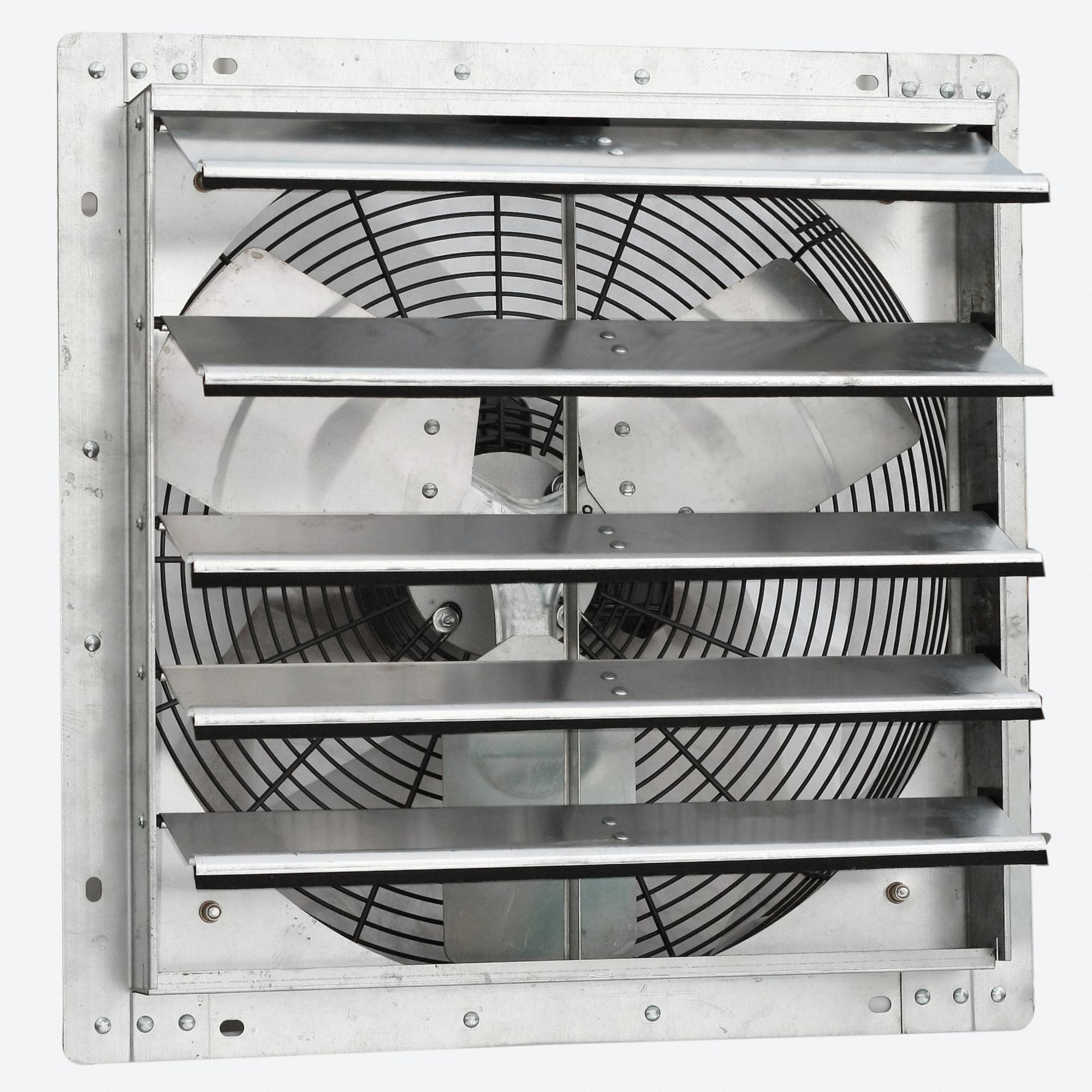Galvanized Shutter Fan: 18 in Blade, 3 Speed, 1/15 hp, Totally Enclosed Air Over, 1, 736 cfm, 120V AC