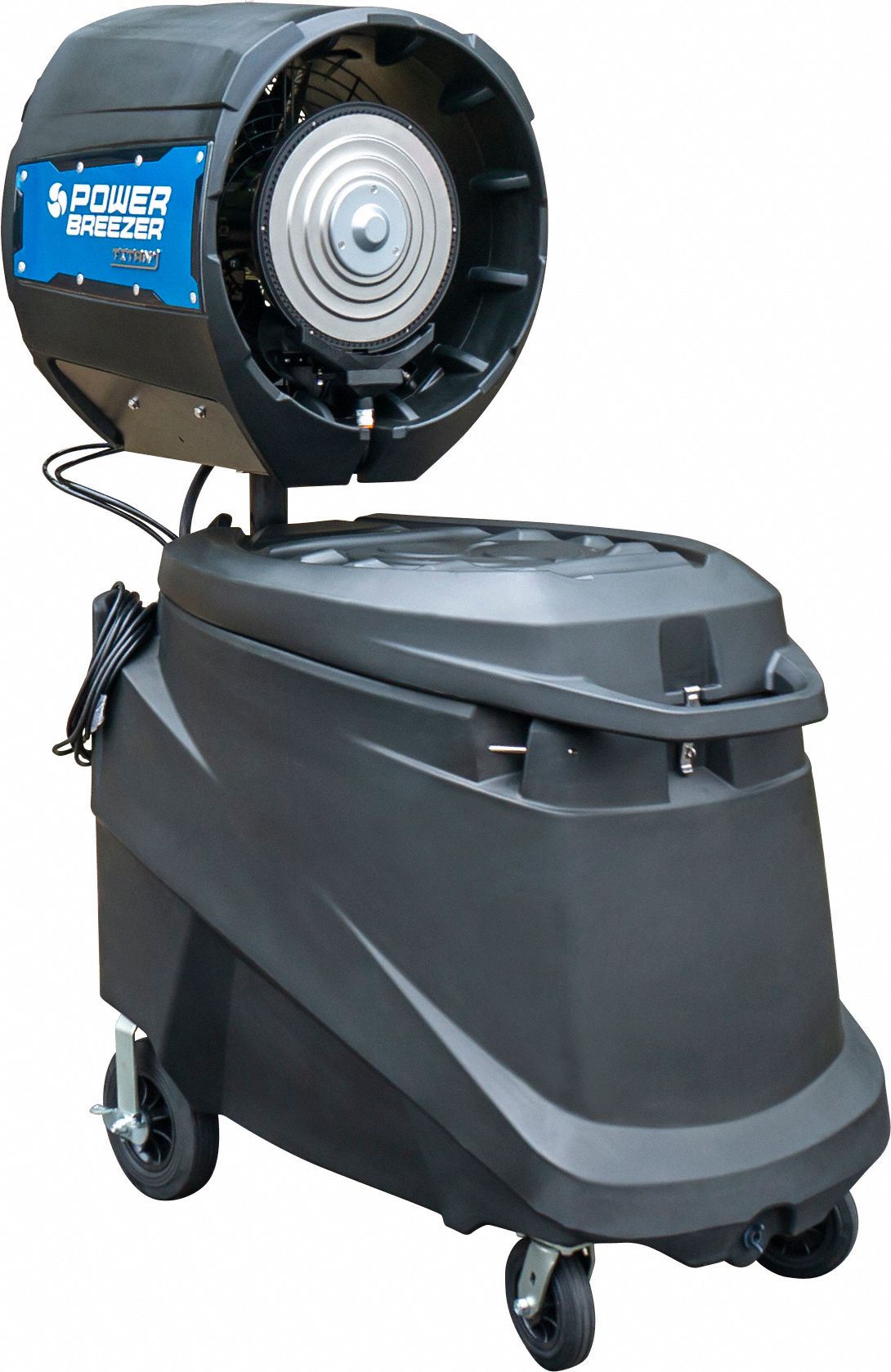 High Velocity Industrial Fan: 23 in Blade Dia, 85 gal Water Capacity, 110 V AC