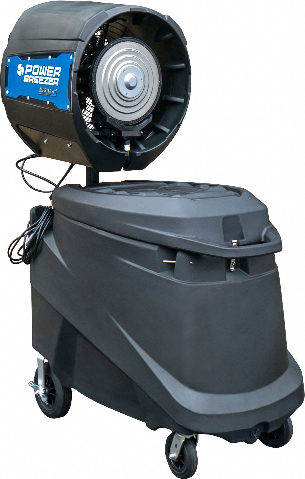 High Velocity Industrial Fan: 23 in Blade Dia, 85 gal Water Capacity, 110 V AC, 5-15-P