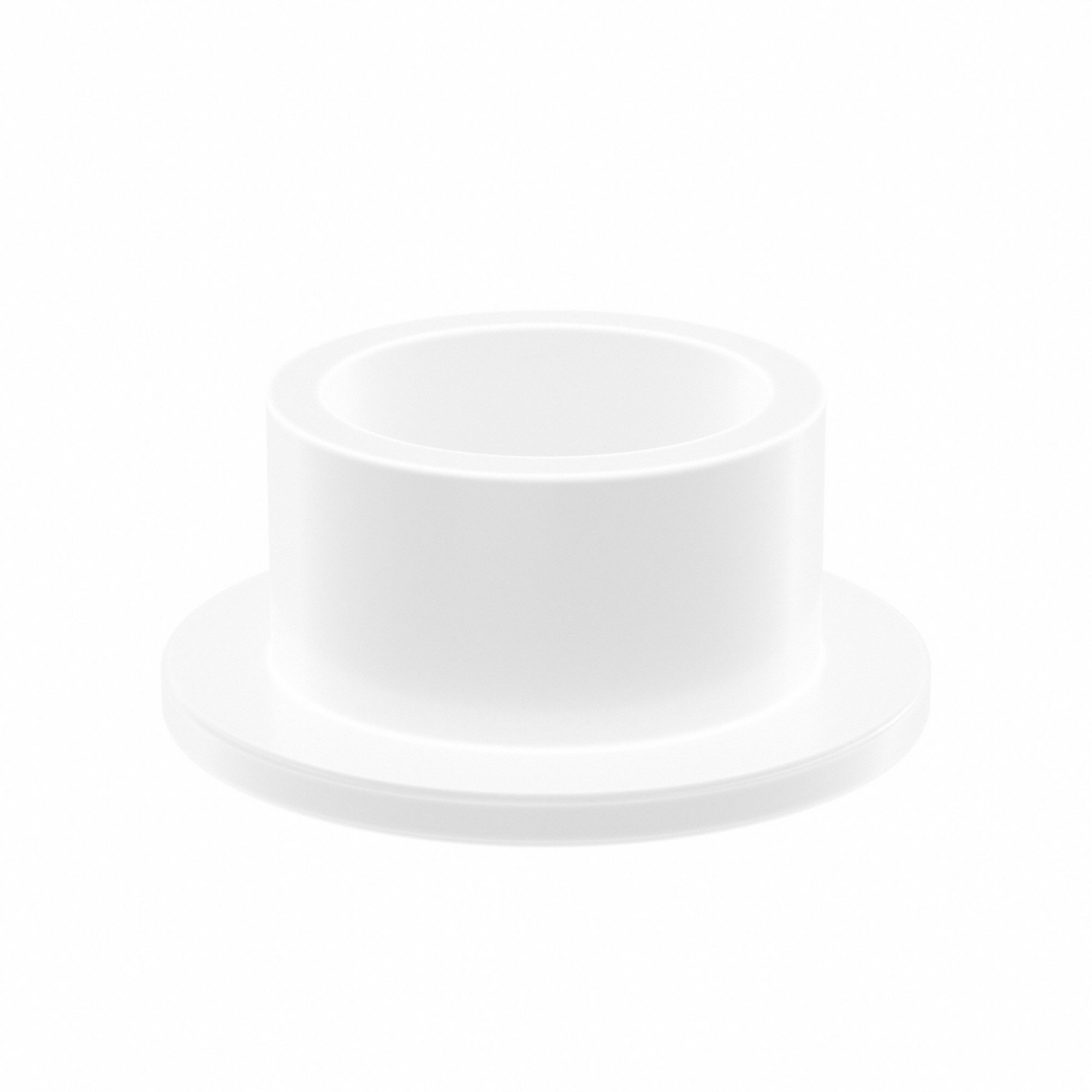 Flanged Sleeve Bearing: PTFE, 1/2 in Bore, 5/8 in OD, 3/8 in Overall Lg, White, 10 PK
