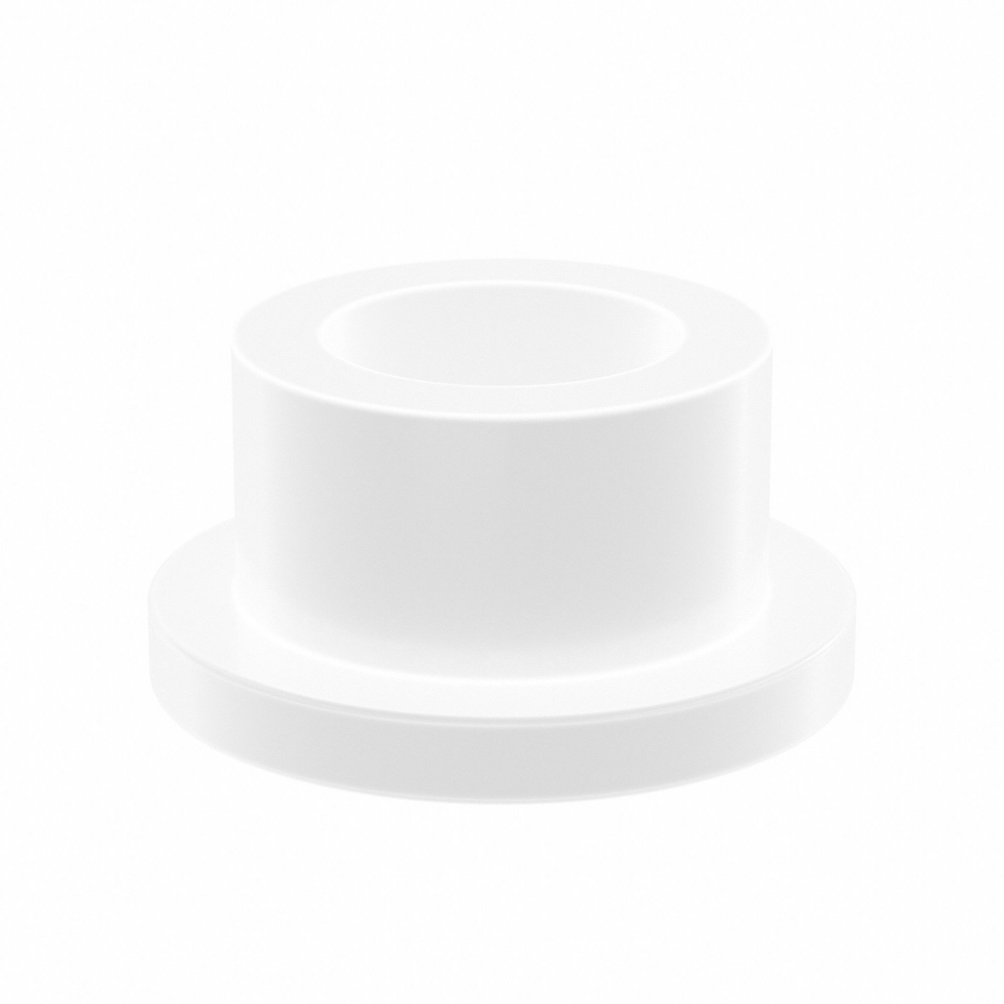Flanged Sleeve Bearing: PTFE, 1/2 in Bore, 3/4 in OD, 1/2 in Overall Lg, White, 10 PK