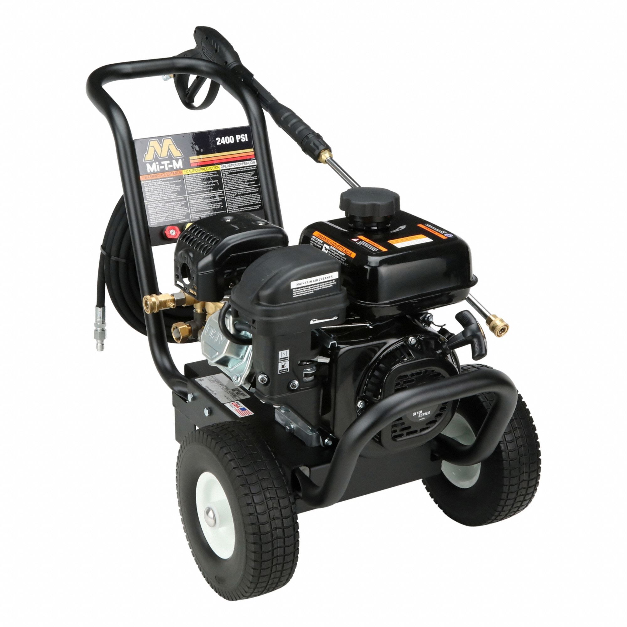 Gas-Powered Pressure Washer: Heavy Duty, Cart, 2, 400 psi, 2.4 gpm, Usable Per Week 20 hr