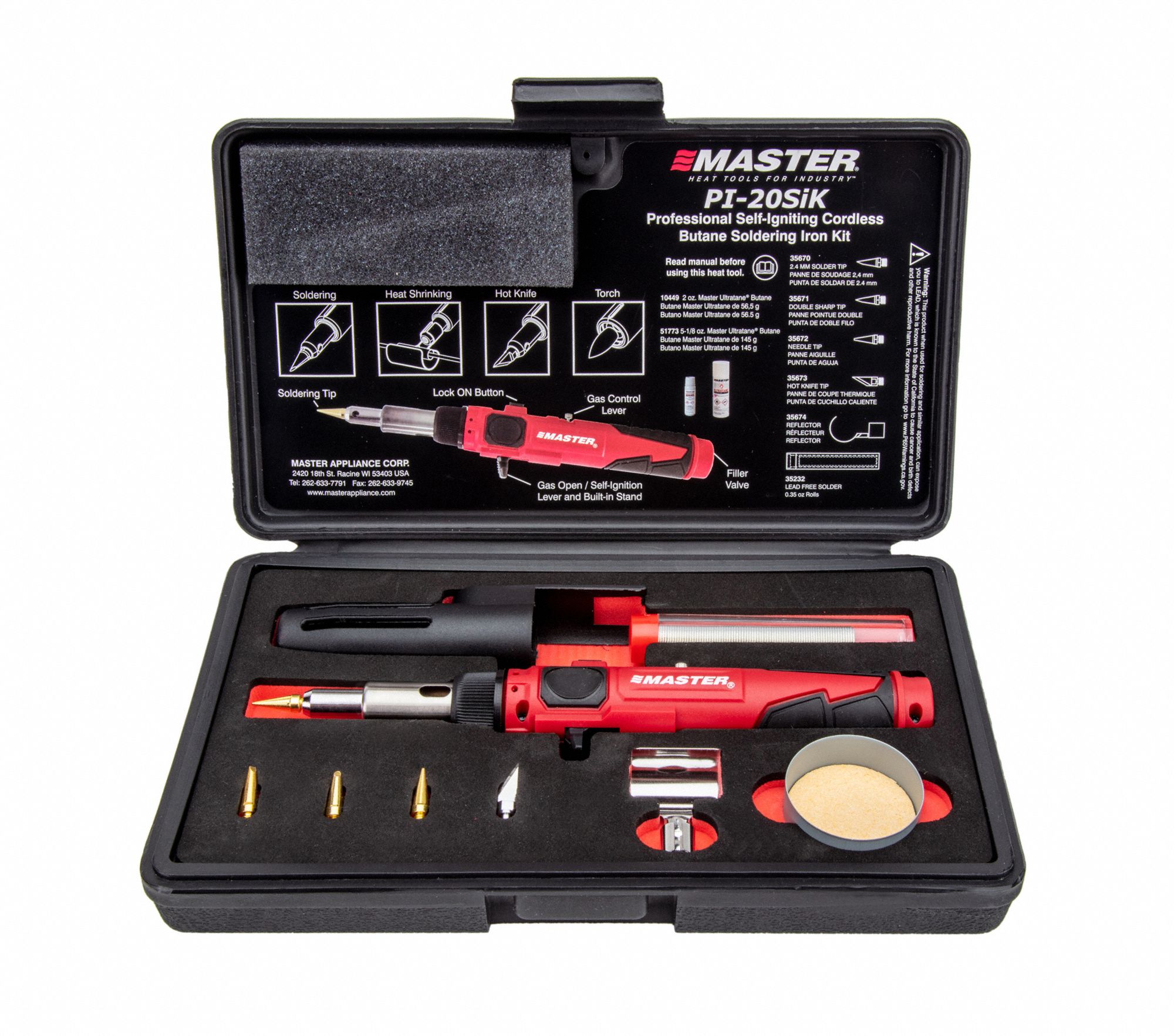 MASTER APPLIANCE, Soldering Iron, ButanePowered, Soldering Iron Kit
