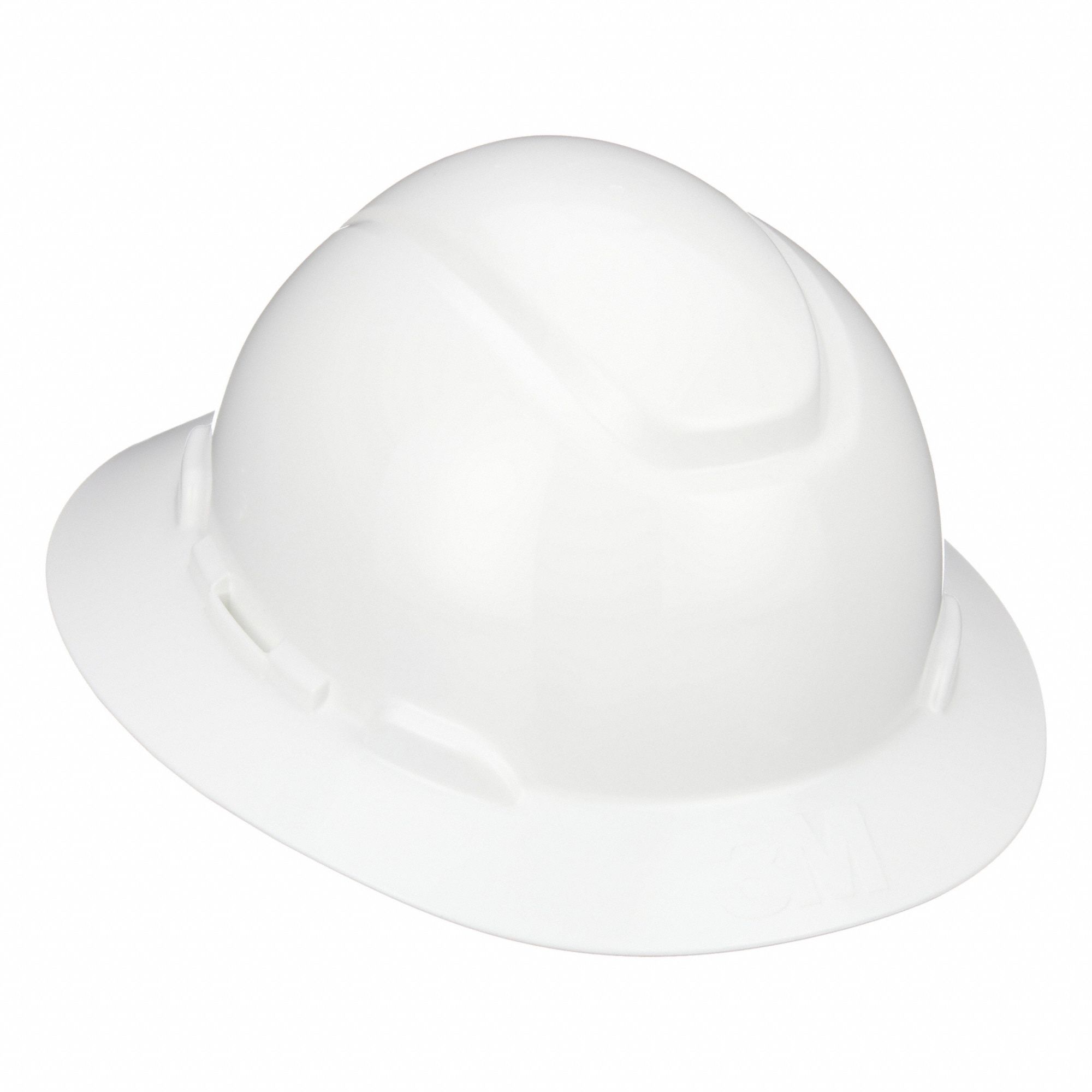 SecureFit(TM) Full Brim Hard Hat: White, Ratchet (4-Point), Ratchet, Polyethylene, 3M, Ratchet