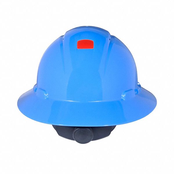 SecureFit(TM) Full Brim Hard Hat: Blue, Ratchet (4-Point), Ratchet, Polyethylene, 3M, Ratchet